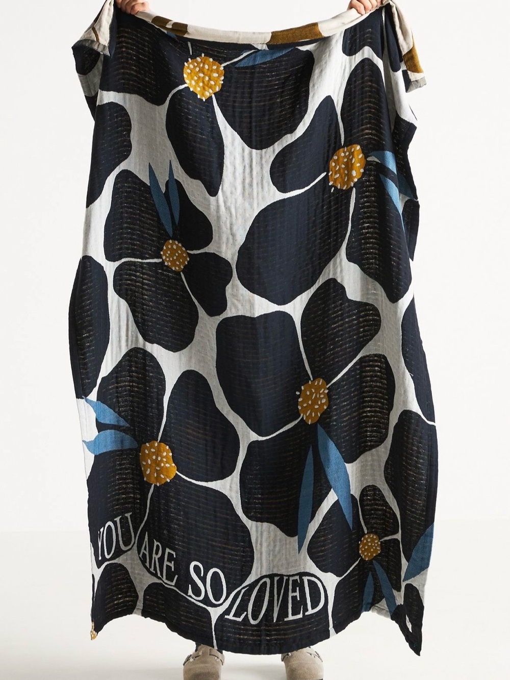 Anthropologie McKenzie Parrott Floral Cotton Jacquard Throw Blanket - NWT